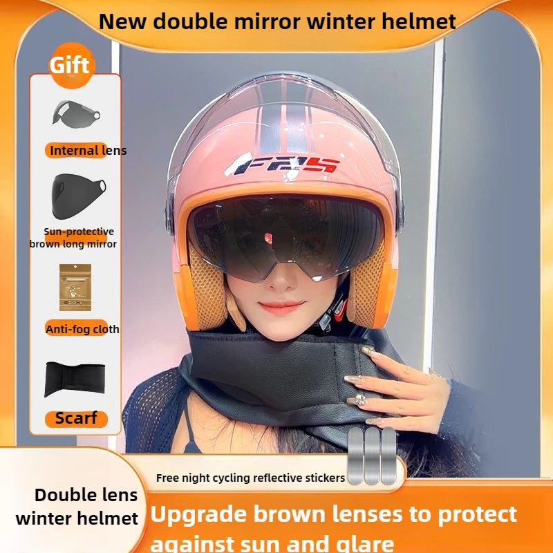 

Motorcycle Full Face Helmet Winter Warm Windproof with Scarf for Men Women