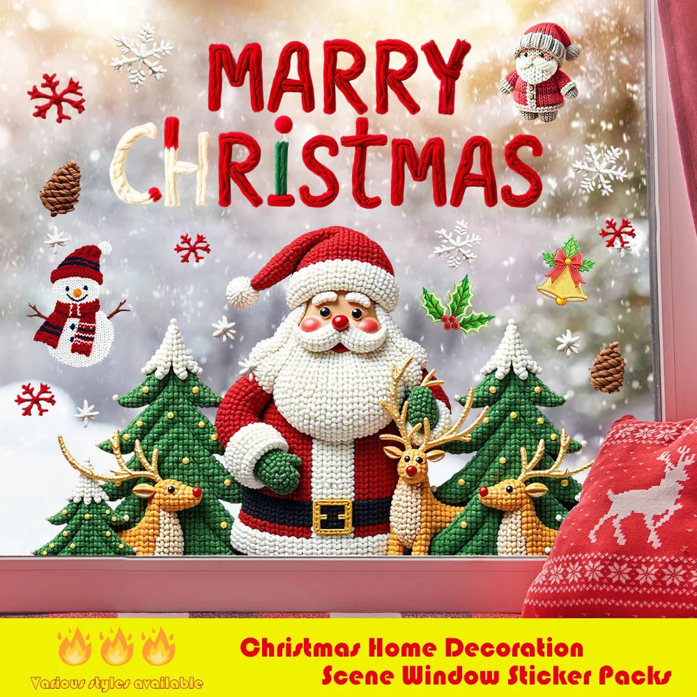

Christmas home decoration scenes window stickers packs electrostatic windows sticker glass window sticker autumn clearance sales