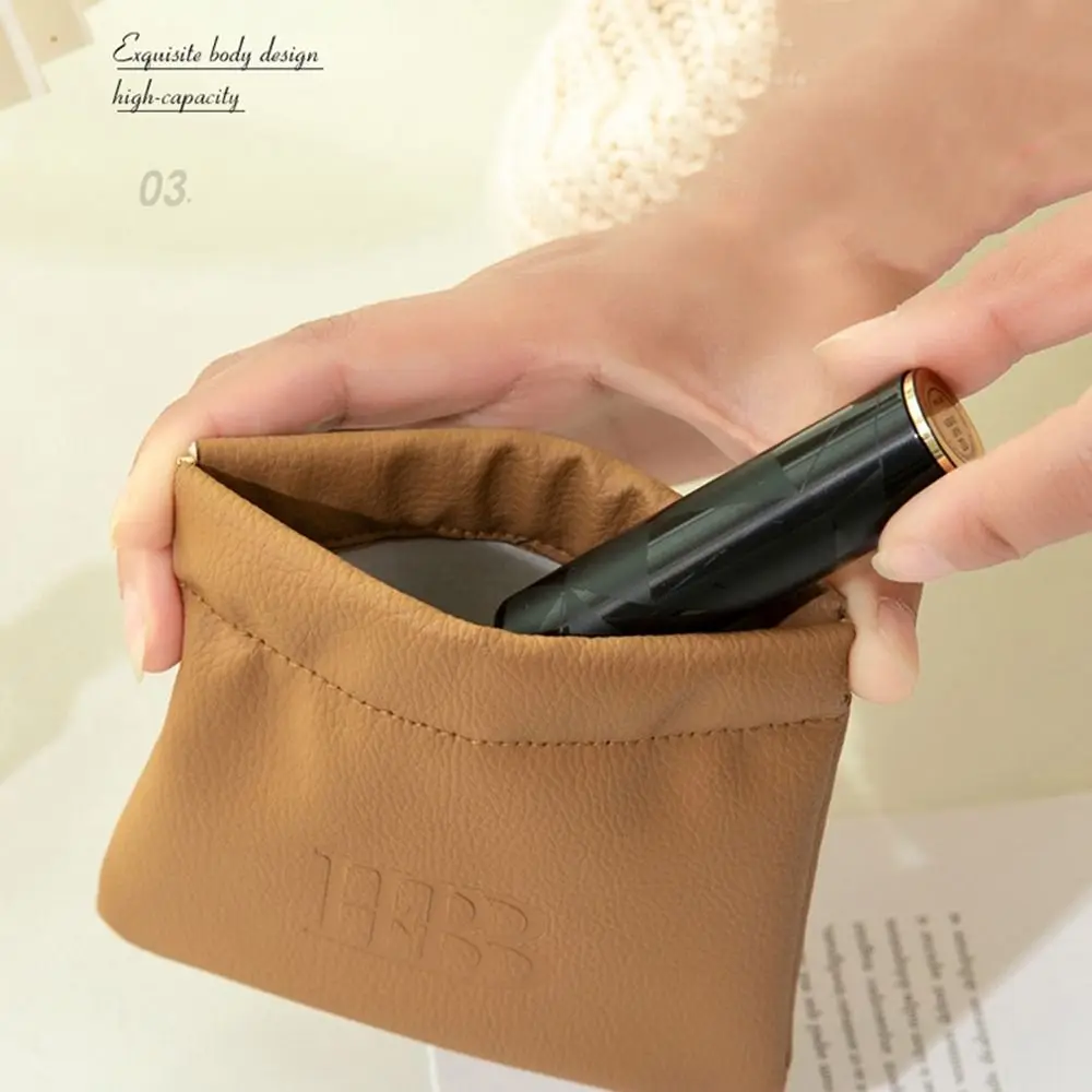 Small Coin purse PU Leather Earphone Holder Earphone Protective Sleeve Mini Earphone Bag Cosmetic Bag Lipstick Storage Bag