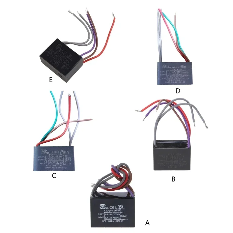 CBB61 Air Conditioner External Capacitor Motor Run Capacitor 250V 4.5+6+5UF 4.5+6+6UF 5+5+5UF 4+4+2.5UF 4+5+6UF