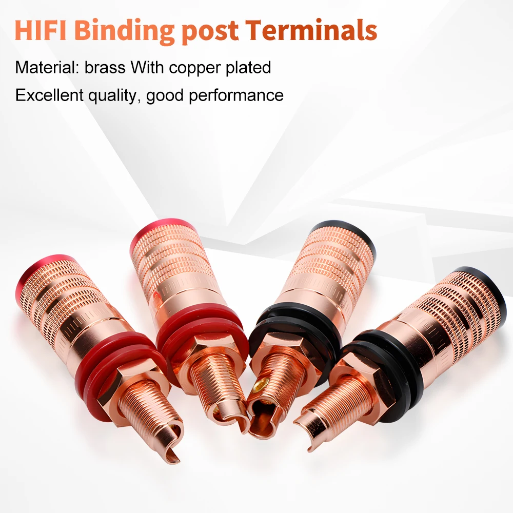 Preffair 2/4 Pezzi Binding Post per Altoparlanti HiFi Prese Placcate in Rame Rosso Distanziatori POM, Spina a Banana Saldata o Set-Connexiones a Vite