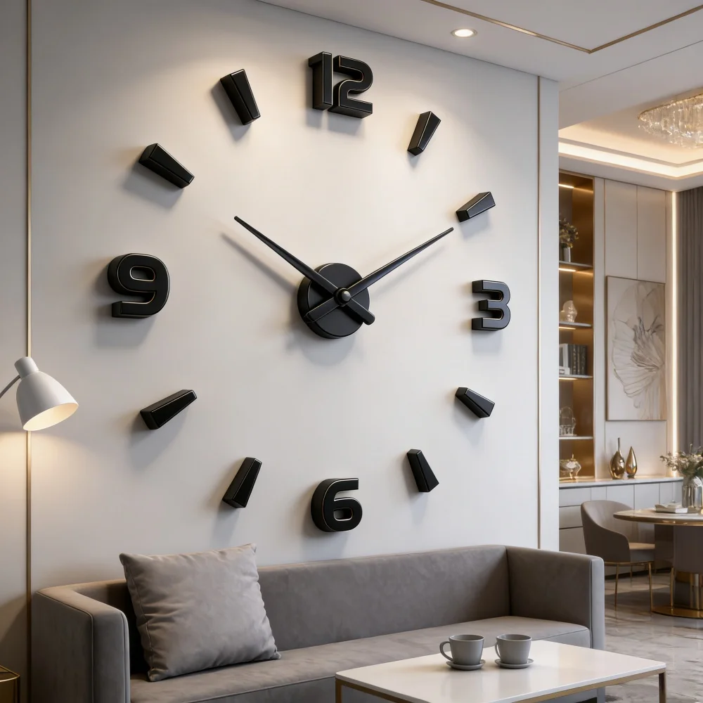 NEW Modern Design Large Wall Clock 3D DIY Quartz Clocks Fashion Watches Acrylic Mirror Stickers Living Room Home Decor Horloge