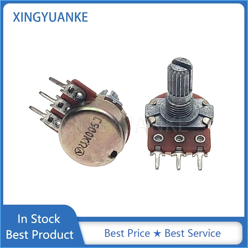 3PCS WH148 Single Potentiometer 16 Type 3-Pin C500K Audio Amplifier Adjustable Potentiometer Flower Shaft Length 15MM