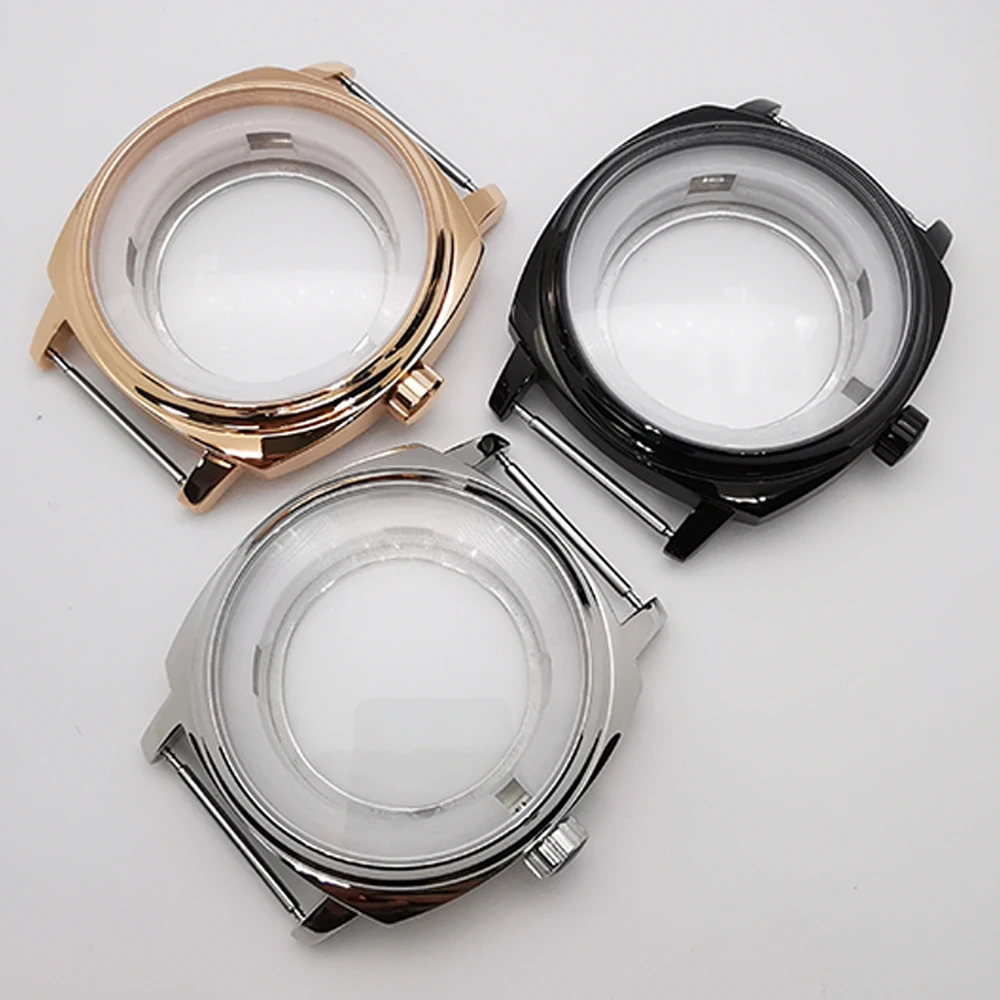 42mm silver rose gold black PVD polished watch case fit NH35 NH36 Miyota 8215/8205 DG2813 ETA 2836 movement