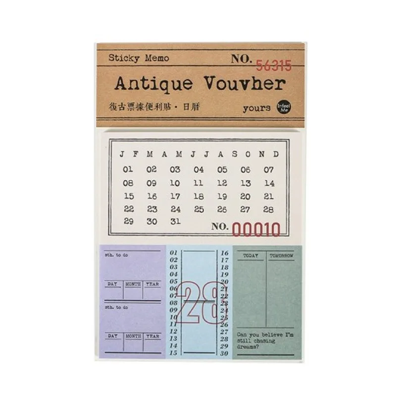 Vintage Calendar Memopad Stickers Sketchbook Diary Journal Decorative Sticky Memo Notes Sticker Stationery DIY Craft Supplies