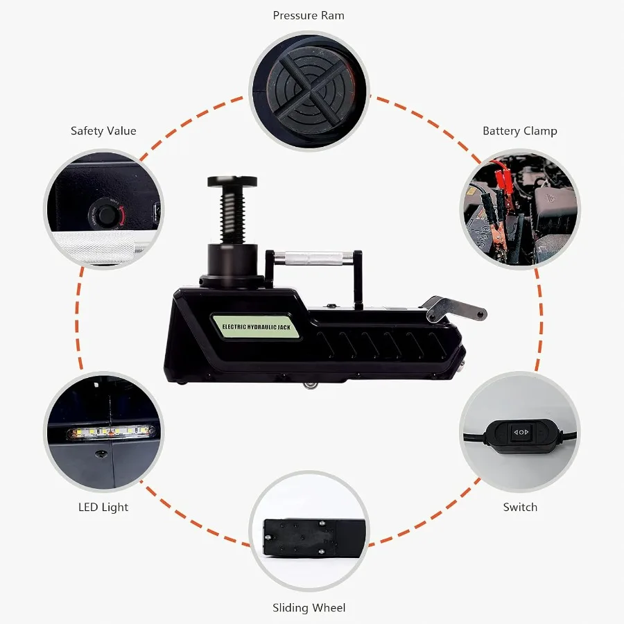 Auto-Wagenheber, hydraulischer 12 V DC, 33000 lbs, 15 Tonnen robuster elektrischer Wagenheber mit LED-Anzeige für Wohnmobil, Wohnmobil, LKW, Van, Limousine, SU