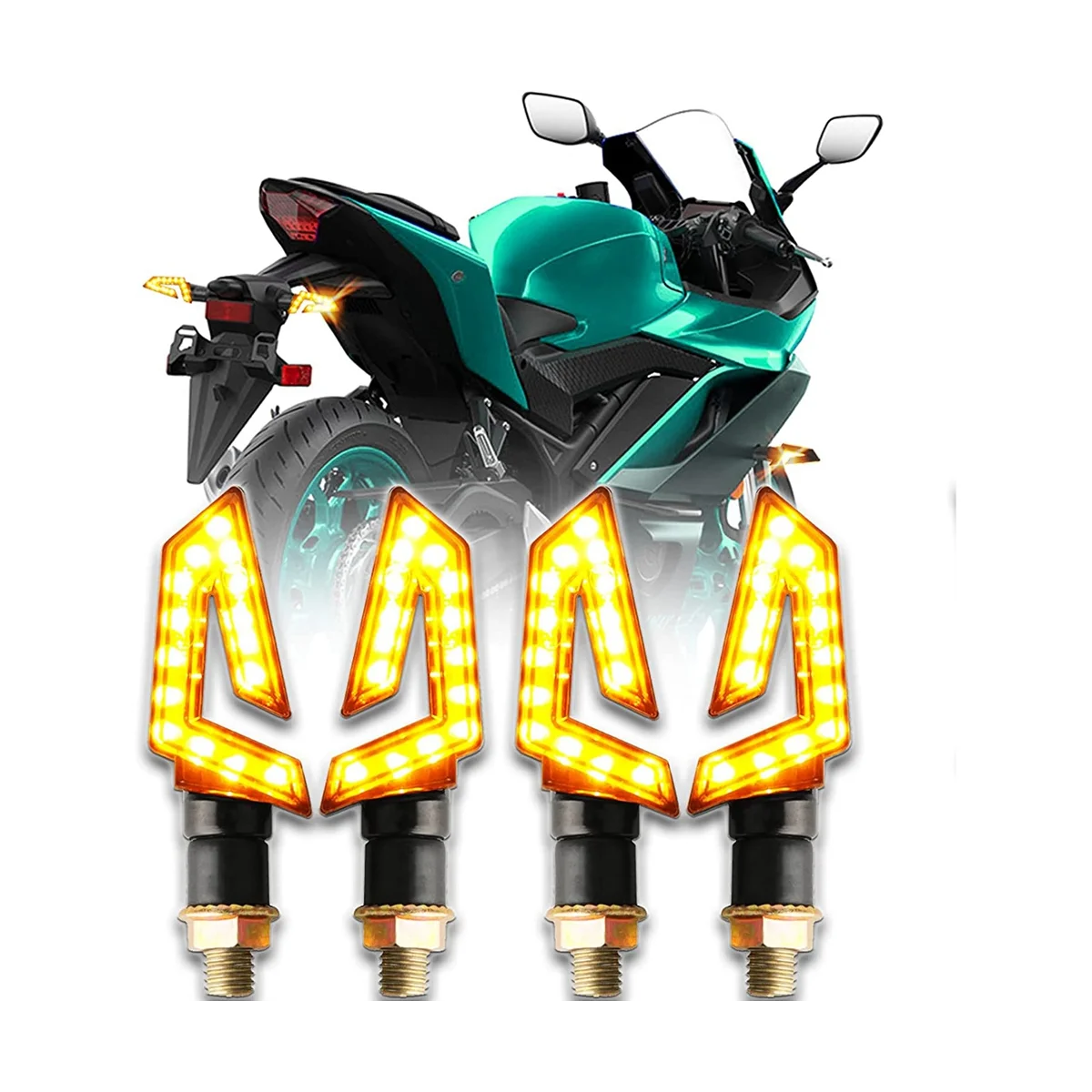 4PCS Motorcycle Turn Signals 15LED Motorcycle Blinkers Indicators Lamp for Motorbike Scooter Cruiser