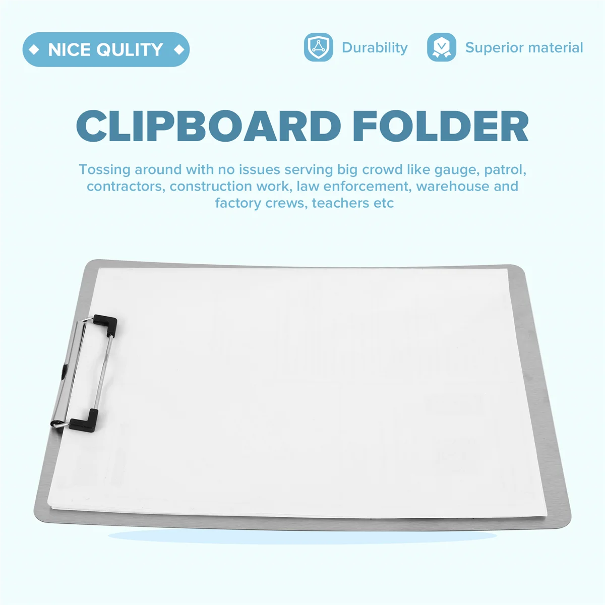 ABIT Metal Clipboard Folder A4 Stainless Steel Clip Board Bill Storage Folder Writing File Board Menu Splint for Business