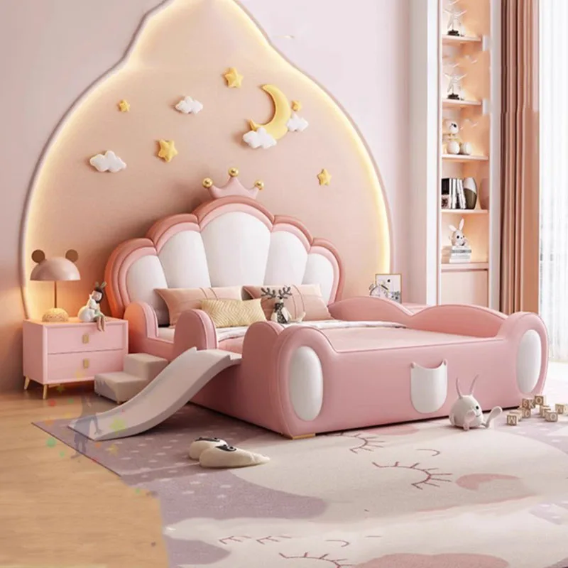 

Girl Queen Size Kids Bed Bases Frames Cute Aesthetic Twin Modern Children Bed Bedroom Princess Letto Matrimoniale Home Furniture