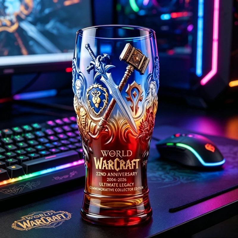 World of Warcraft Themed Glass Cup Horde Alliance Emblem Beer Mug For Home Bar Decoration Collectible Gift For WOW Gamers view 3