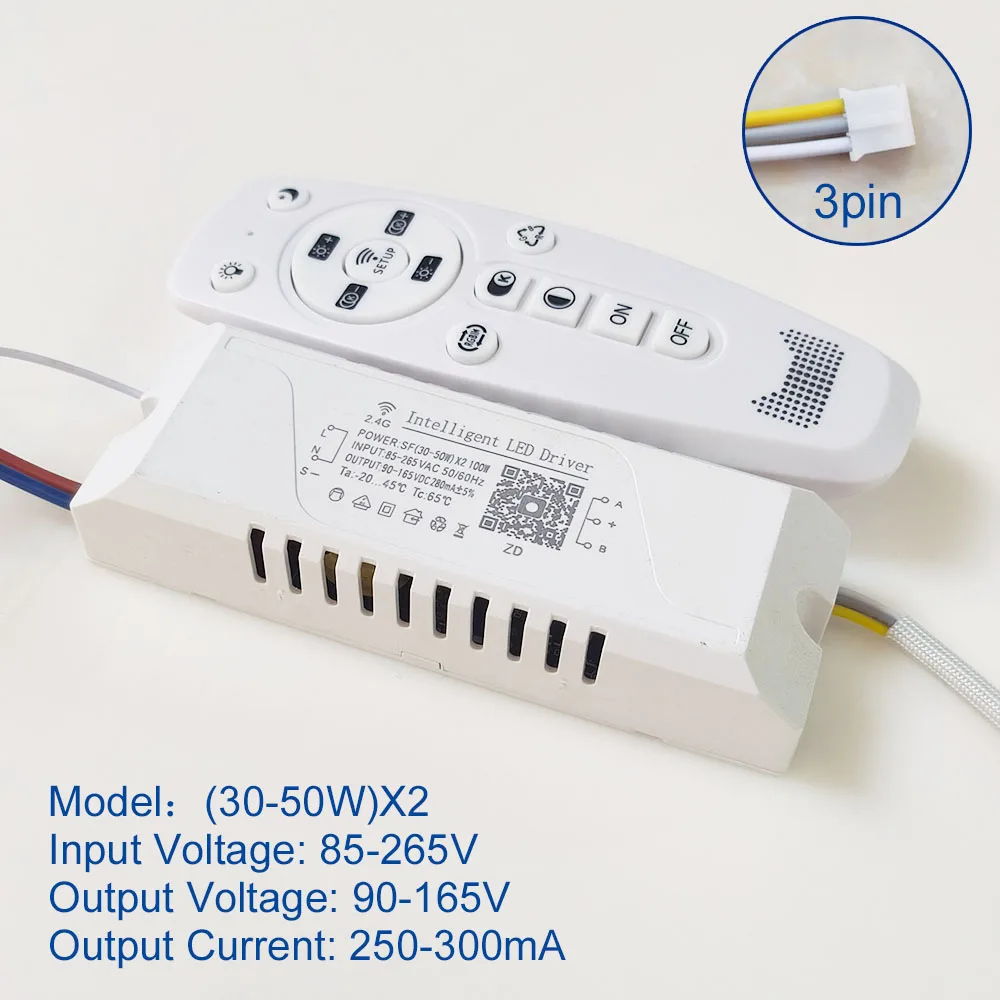 85-265V APP control LED driver 2.4G remote intelligent LED transformer (20-40-60-80W)X2 per lampadario dimmerabile a colori