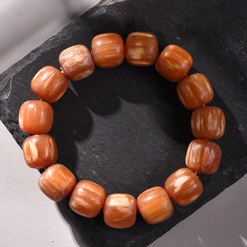 Translucent Emperor Blood Dragon Amber Wood Bracelet, Changbai Mountain Agarwood, Oily Pine Resin Beads, 20MM, Fully
