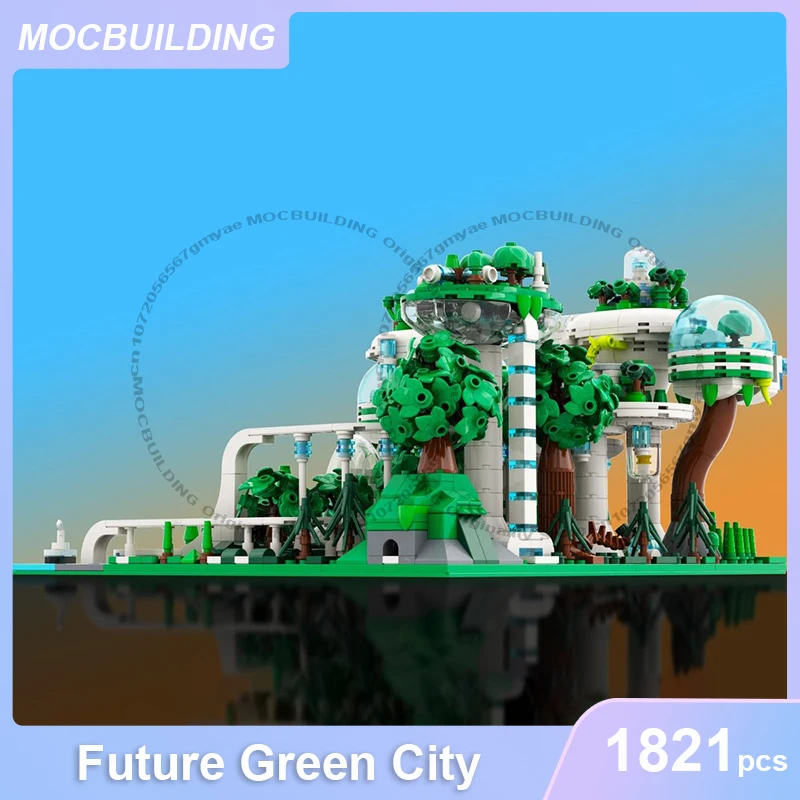المستقبل مدينة خضراء نموذج MOC اللبنات لتقوم بها بنفسك تجميع الطوب العمارة عرض جمع الإبداعية عيد الميلاد اللعب الهدايا 1821 قطعة