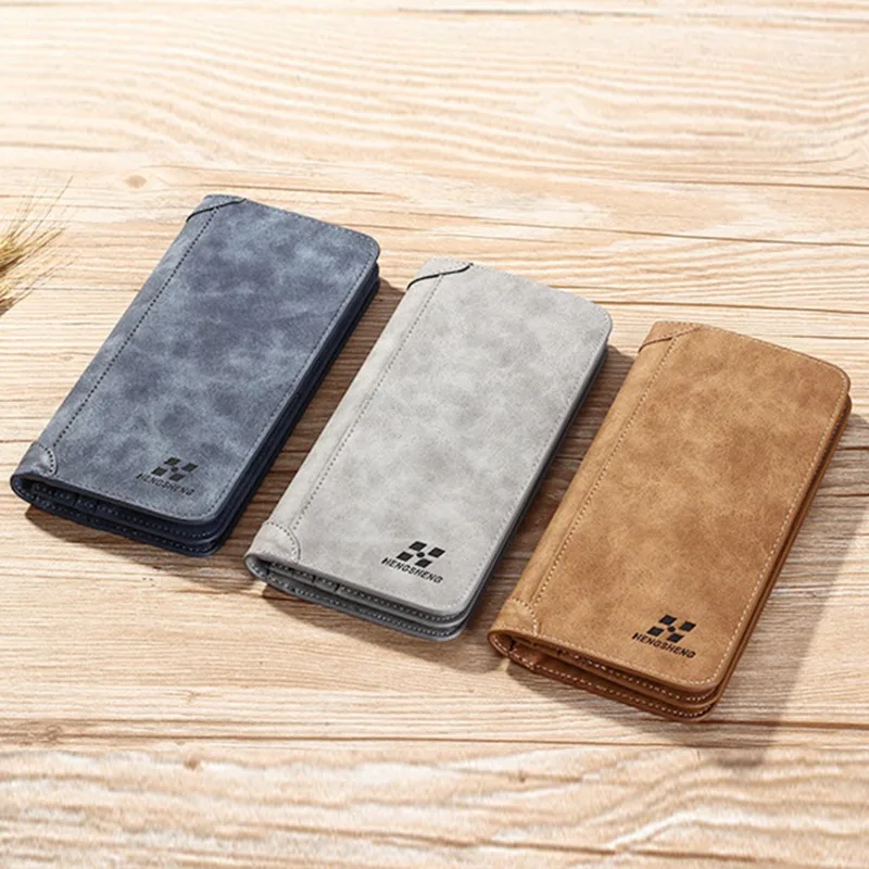 New Men's Wallet Short Frosted Leather Wallet Retro Two Fold Vertical Wallet Youth Korean Multi-Card Wallet 2023 Luxury Wallet