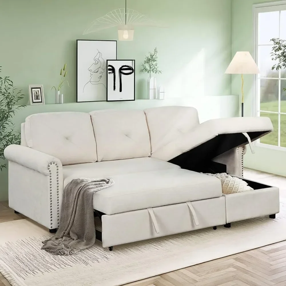 

XMSJ L-shaped Three-seater Corner Modular Sofa,With Pull-out Sofa Bed and Reversible Storage,Suitable for Apartment Living Room