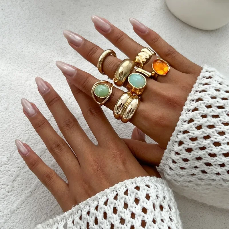 

Chic Irregular Acrylic Geometric Oval Square Ring for Women Fashion Jewelry Minimalist Accessories Wearable for Party