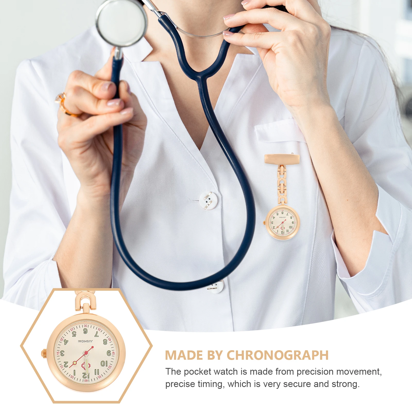 

Luminous Pocket Watch For Nurse Doctor In Dark Alloy Hanging Clip On Lightweight Accurate Durable Decoration