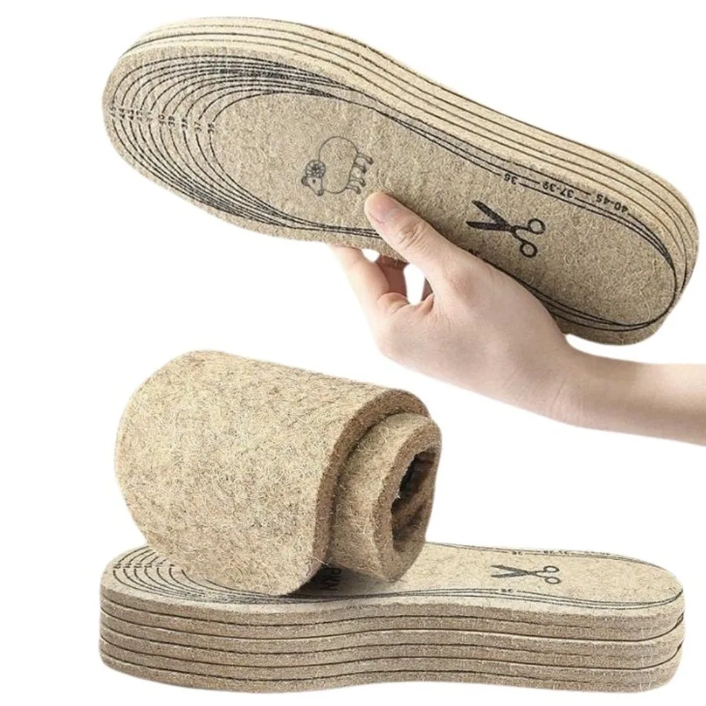 Velvet Felt Winter Wool Felt Insoles Shoe Pads Sweat-Absorbing Warm Thickened Insoles Cold-Proof EU36-45 Men Women Insoles