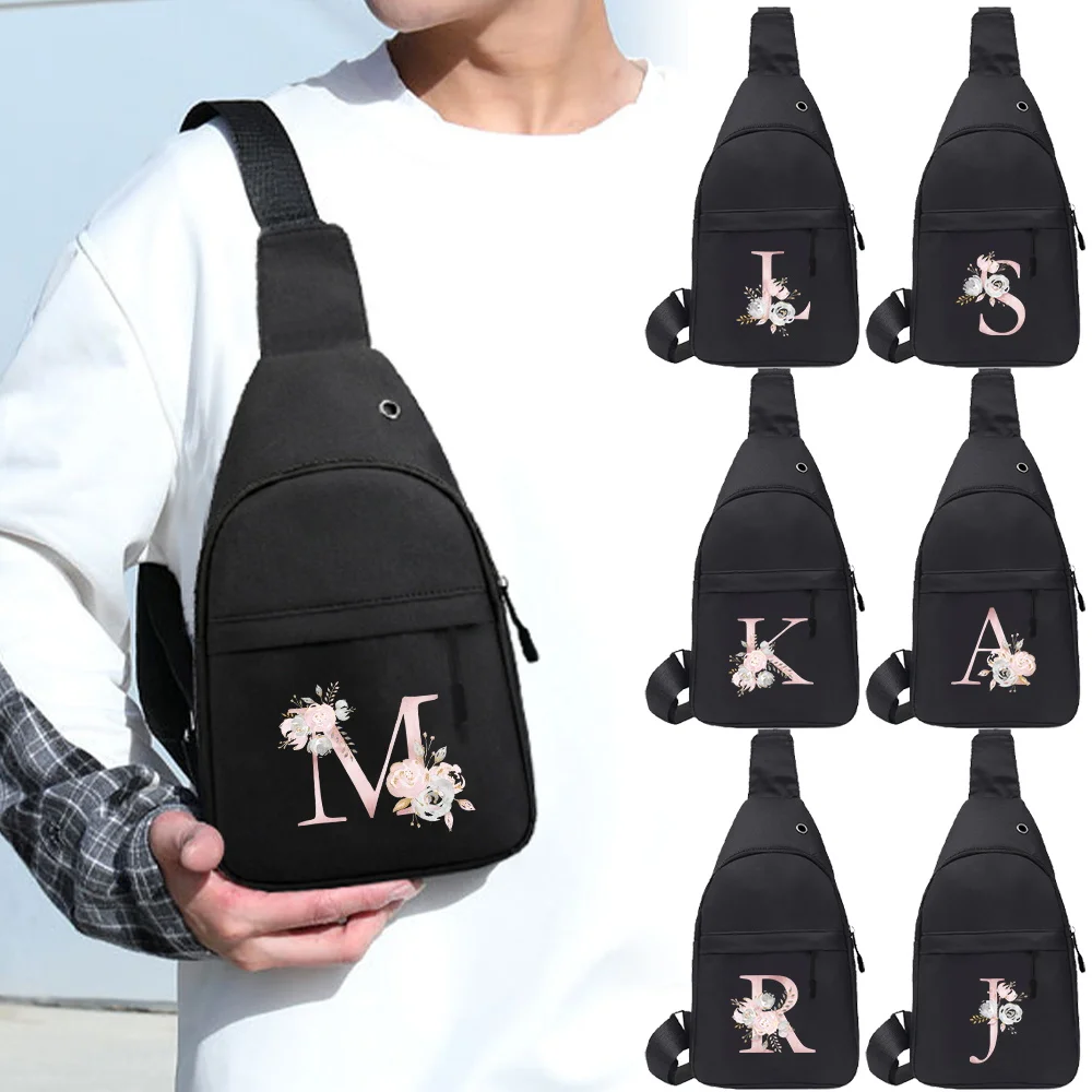 

2025 New Men Chest Pack for Travel Hiking Large Capacity Casual Shoulder Pink Flower Series Fashion Multi-functional Chest Bag