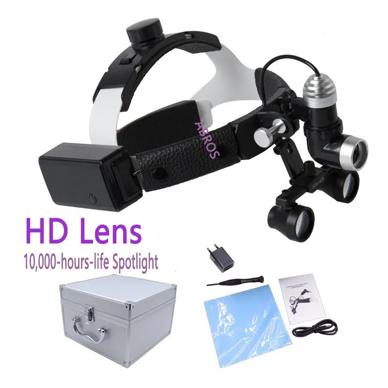 

German HD Lens 2.5X 3.5X LED Headlight Dental Loupes Dental Magnifier Head-mounted Spotlight Oral Clinic Magnifying Glass