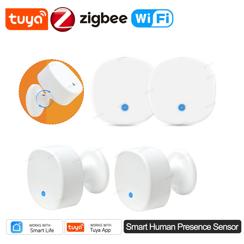 Sensor de movimiento de presencia humana ZigBee Wifi MmWave con detección de luminancia/distancia enlace de dispositivo de automatización del hogar Tuya Smart Life