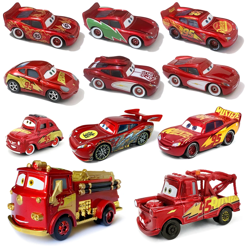 Cars Toy Electroplated Version Lightning McQueen Sally Mater Luigi Alloy Diecast Car Models Children's Toy Car