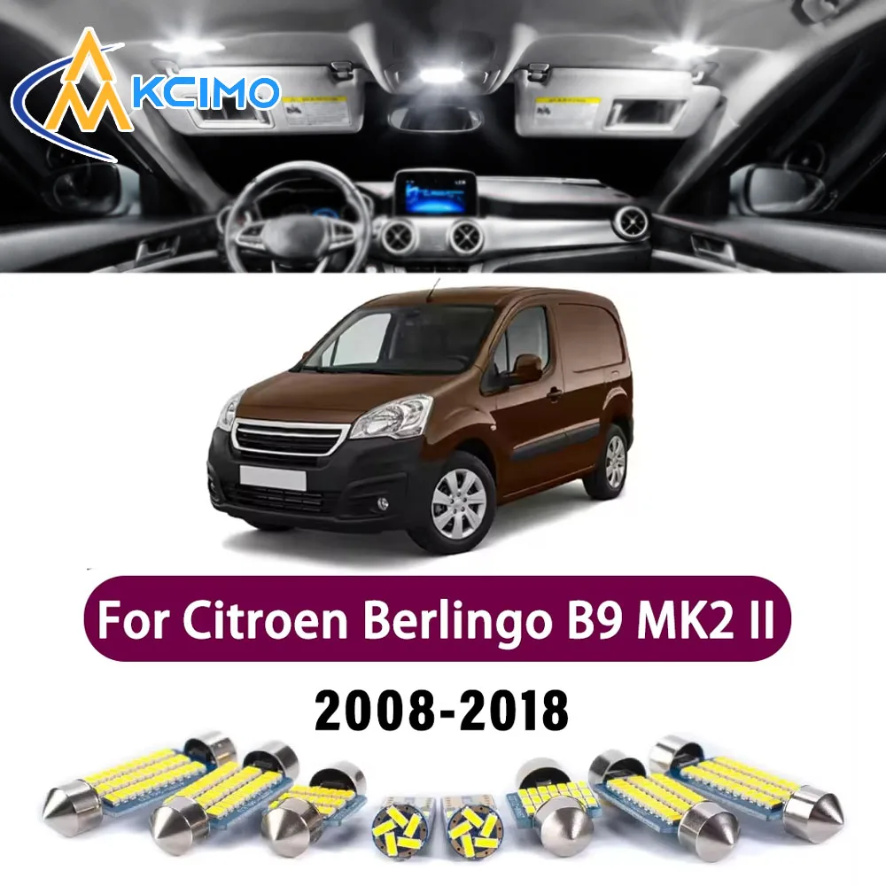 New Canbus Number Plate Bulb For Citroen Berlingo B9 MK2 II 2008-2018 Interior Reading Mirror Premium Easy Install LED Lights