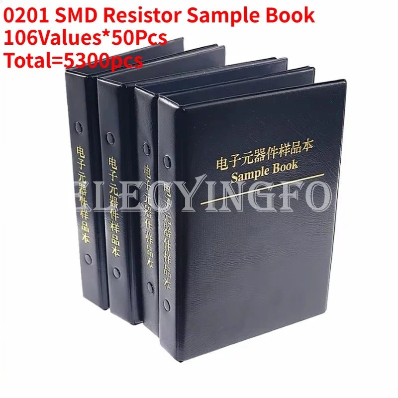 

106Values*50Pcs Total=5300pcs 0201 SMD Resistor Sample Book 1% (0R~1.5M) Chip Resistor Assorted Kit Electronic Component