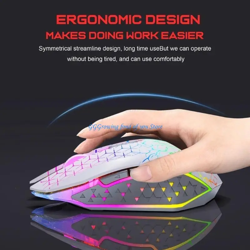 

H9EB Wireless Mouse Rechargeable Ergonomic 2.4G Cordless Mouse for Laptop PC Bluetooth-compatible 5 Button 1600DPI Adjustmen