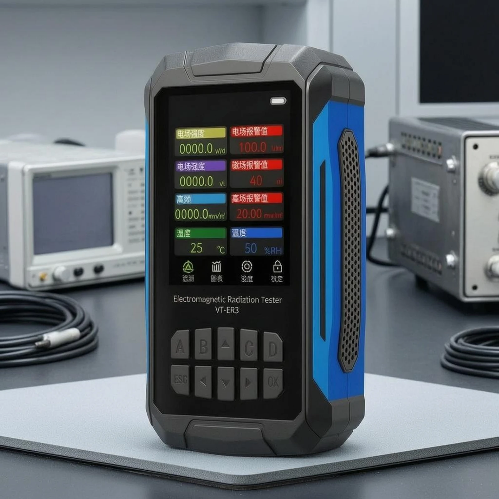 5 in 1 EMF Meter Calibration Handheld EMF Meter Radiation Meter Alarm Setting RF Tester Battery Indicator