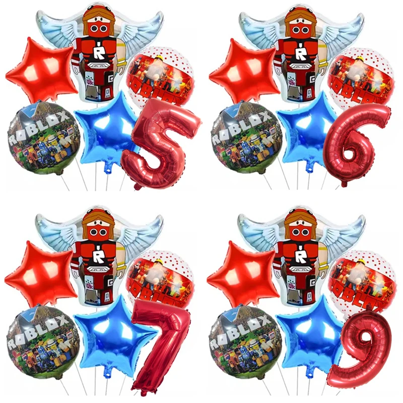 

Игра Roblox, креативная периферия, мультяшная двусторонняя форма, украшение для дня рождения, набор фольгированных шаров с номером, декоративный продукт
