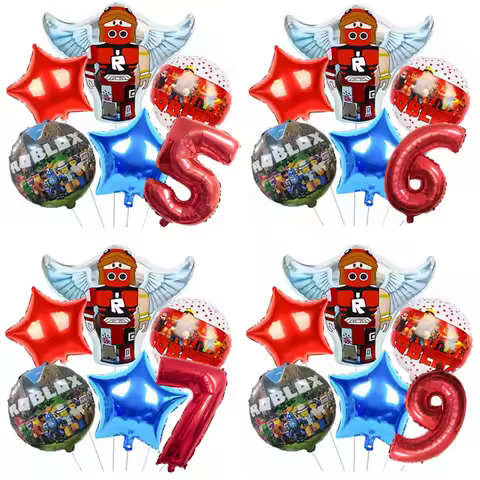 Game Roblox Creative Peripheral Cartoon Double-sided Shaped Birthday Party Decoration Number Foil Balloon Set Decorative Product