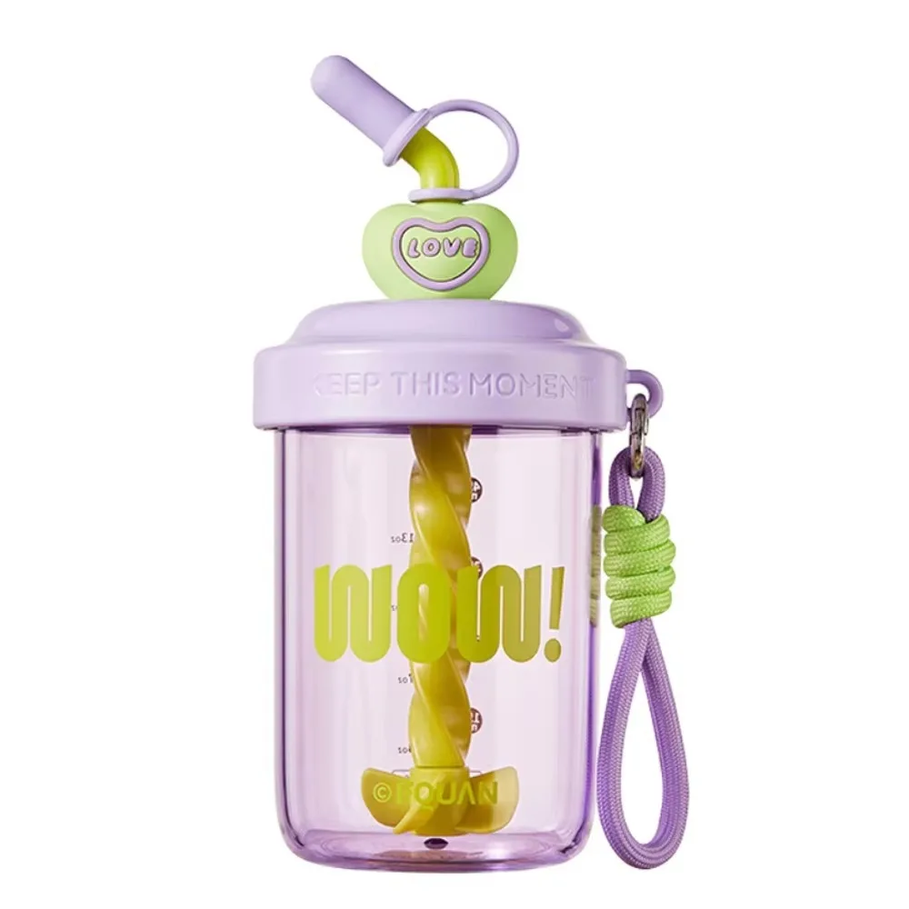 

High Beauty Summer Mixing Cup Anti Drop Leak-Proof Plastic Water Bottle Clear Scale Straw Dust-proof Cap Cute Straw Cup Desktop