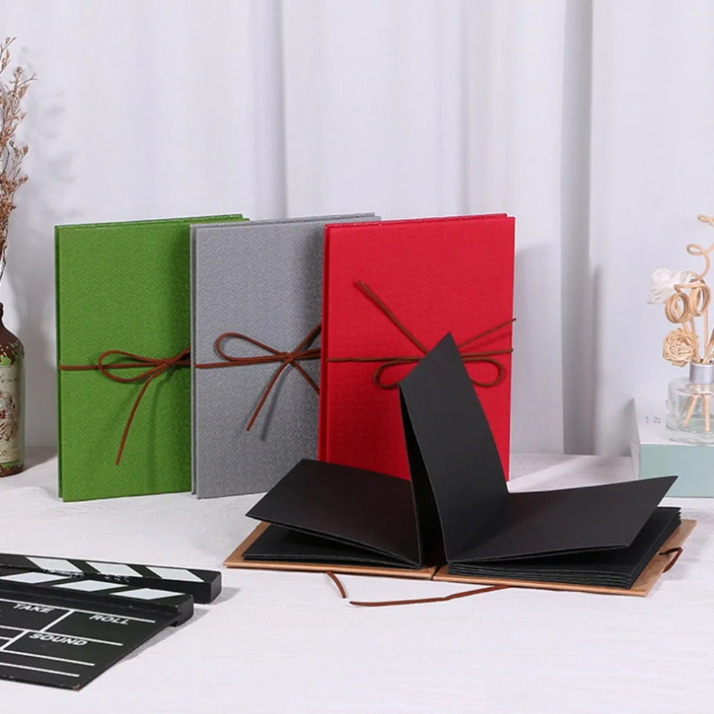 Vintage Accordion Folding Photo Album Black Page Stretchable Graduation Album Square DIY Hardcover Blank Books Graduation