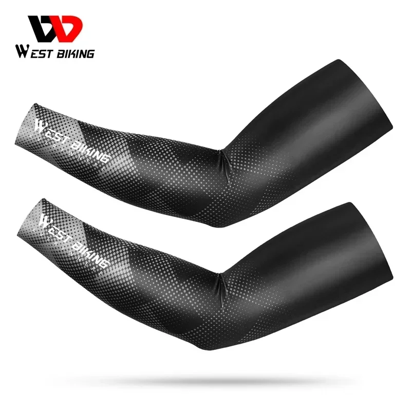 WEST BIKING Summer Sunproof Arm Sleeves UV Protection Seamless Digital Printing Cycling Running Sleeves Cooling Sport Gear