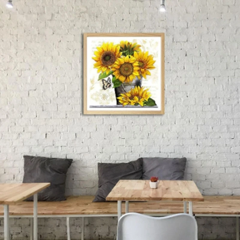 Paint With Diamond Embroidery Sunflowers Diamond Painting Full Round Picture Of Rhinestone Home Decor