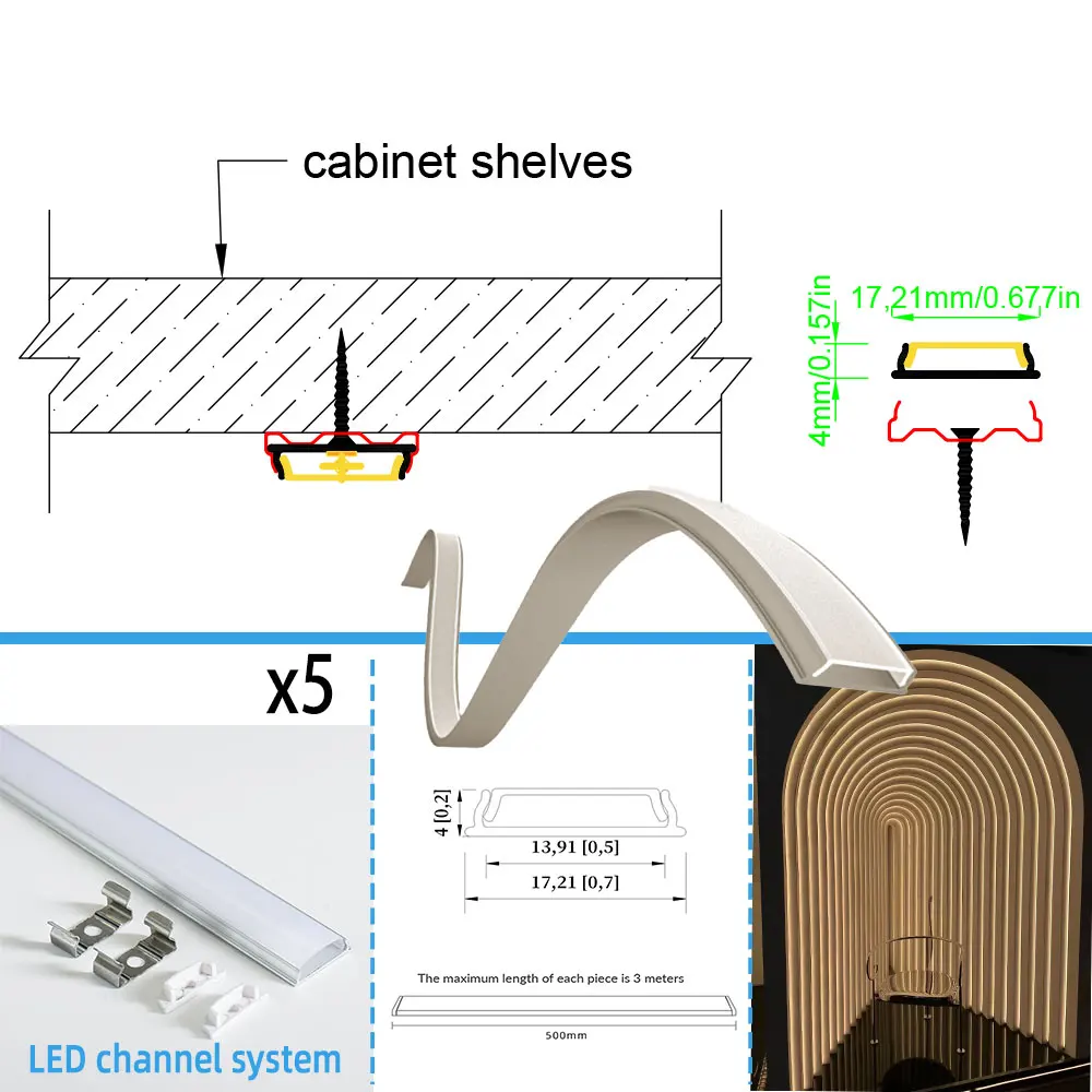 Silikonowe osłona rury Neon LED 17x4mm (5 szt.) 0.5m-tworzą ciepłą i zachęcającą atmosferę dzięki temu eleganckiemu lampowi LED