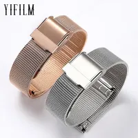 8mm 10mm 12mm 14mm 15mm 16mm 20mm 24mm Stainless Steel Watch Strap Straight End Bracelet Mesh Buckle Milanese Loop Band