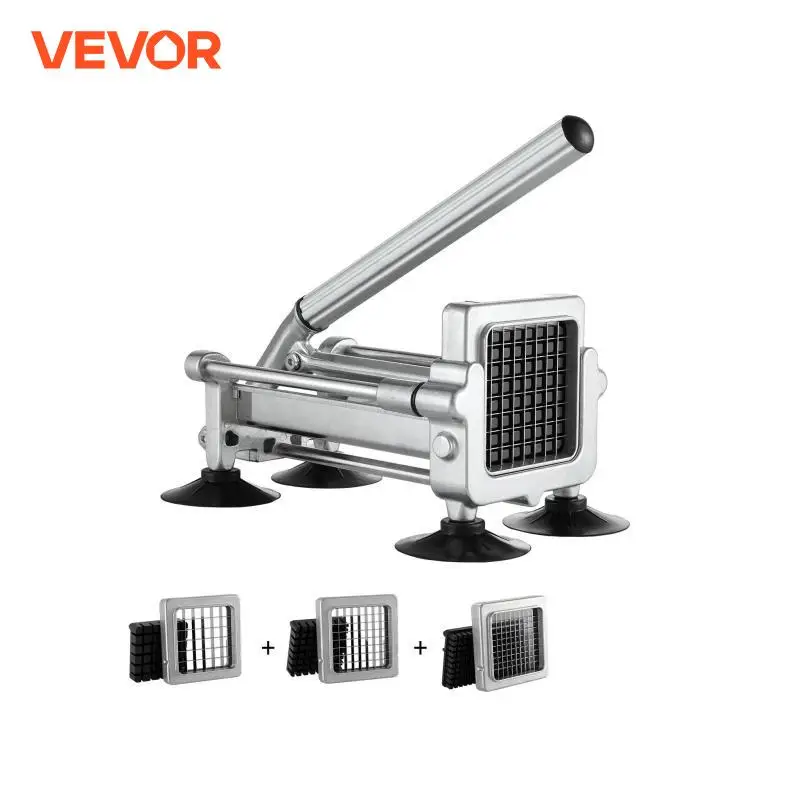 VEVOR French Fry Cutter Potato Slicer 1/2 3/8 1/4-Inch Stainless Steel Blades for Potato French Fries Cucumber Vegetables Carrot