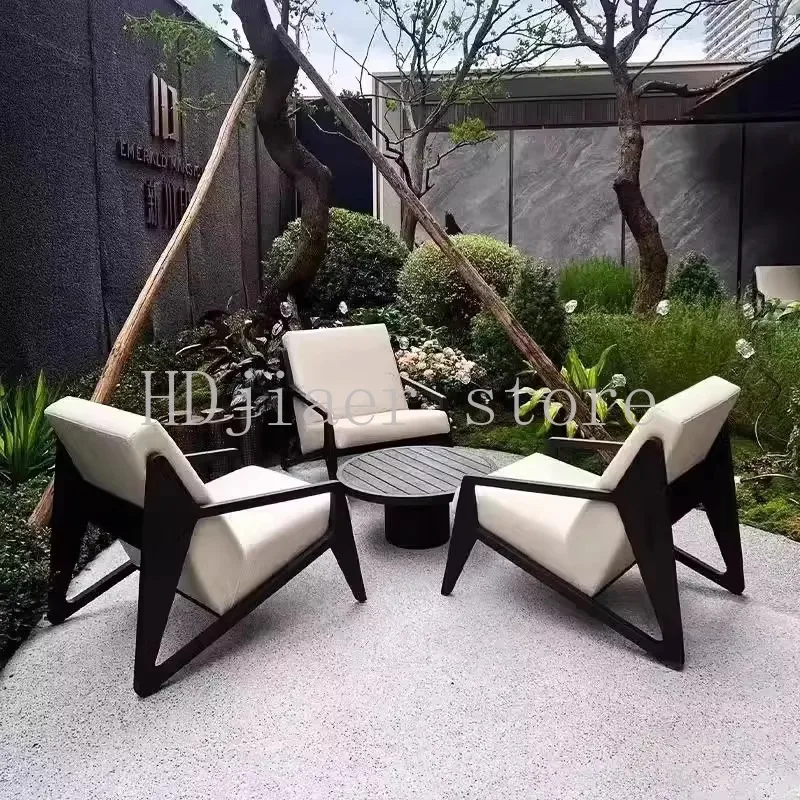 

Outdoor aluminum alloy sofa designer solid wood sofa chair garden hotel clubhouse leisure area garden negotiation chair