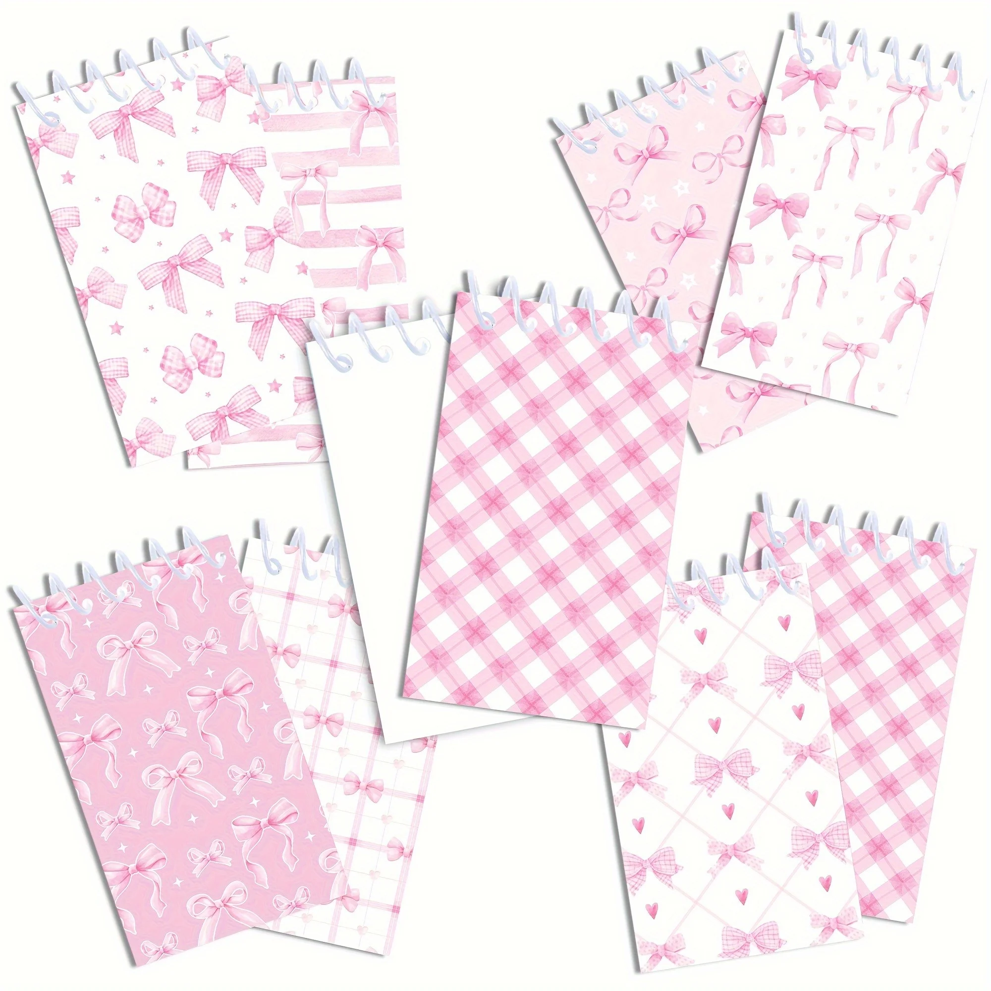 8 Stück Mini-Notizbücher im Bohemian-Stil mit rosa Schmetterlings- und Blumenmuster, Spiral-Taschennotizbücher, geeignet für dekorative Notizblöcke – Detail 5