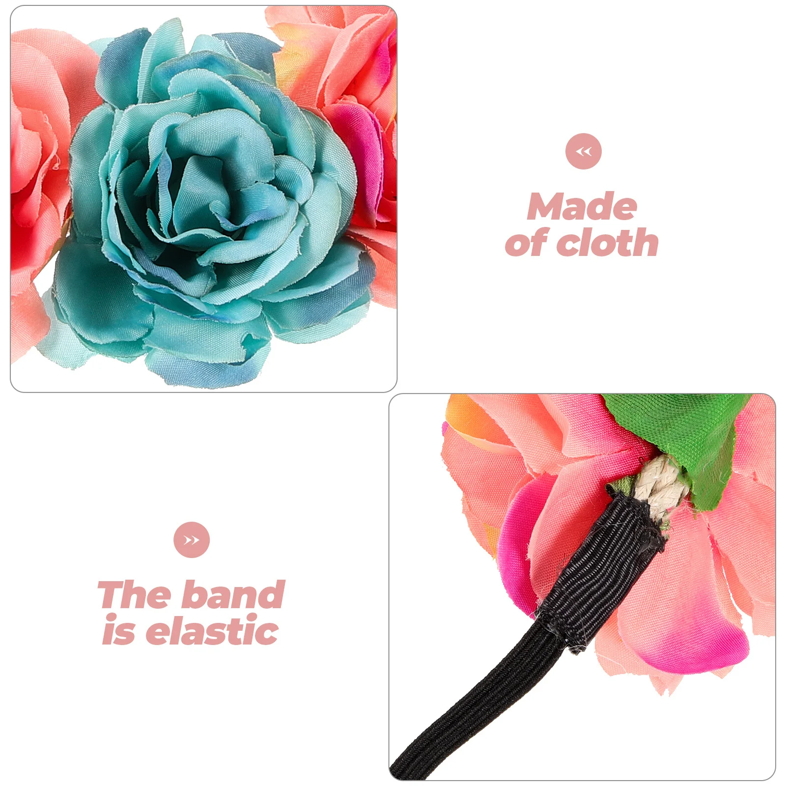 

2Pcs Fake Rose Flower Hair Band Delicate Floral Bridesmaids Bridal Adjustable Elastic Wedding Party Festival Halloween