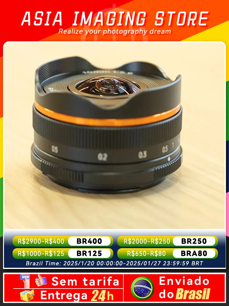 【 Do Brasil 】 Brightin Star 10mm F5.6 Fisheye Wide Angle APS-C Mirrorless Camera Lens for Sony Canon RF Nikon Z Fuji 10 5.6