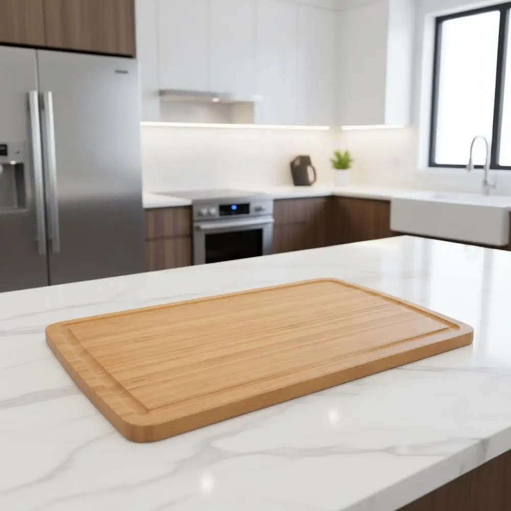 

Большая бамбуковая разделочная доска 30x20 дюймов с желобком для сока для нарезки мяса, овощей, барбекю