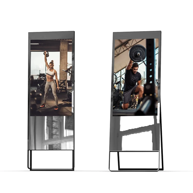 43 inch foldable stand smart fitness mirror AI human body sensing yoga magic mirror display