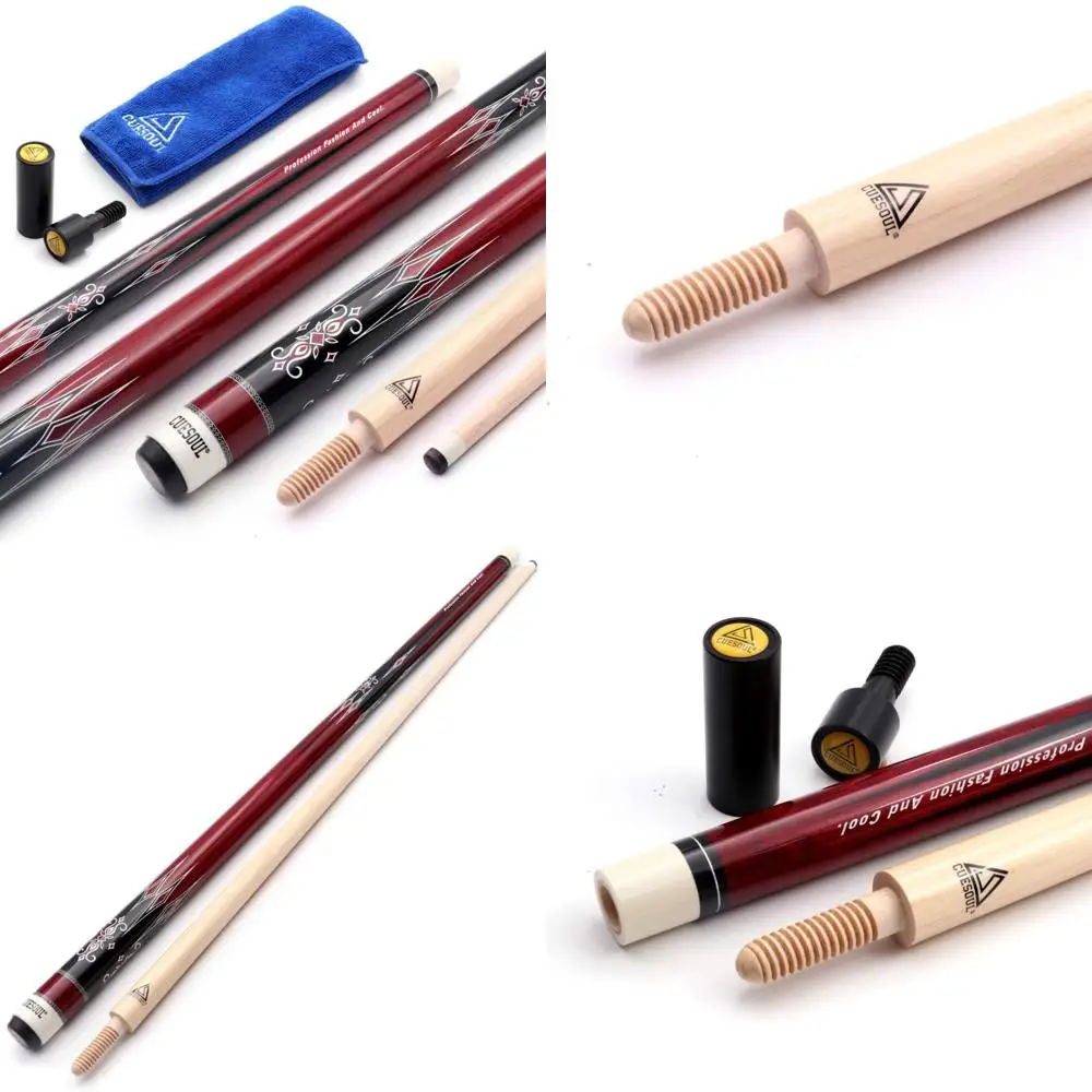 

Red 56 18oz Carom Billiard Cue with Wooden Joint System for 3 Cushion Game