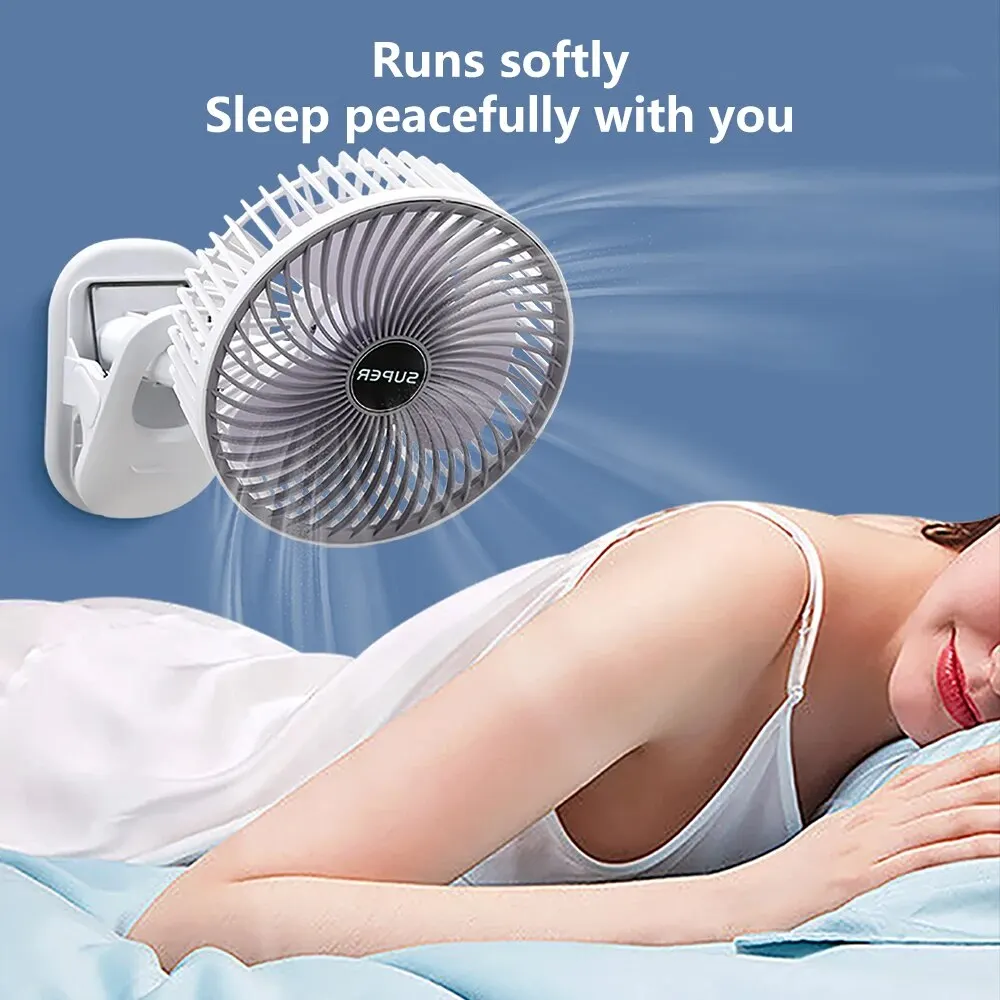 Ventilador portátil com ângulo ajustável, Ventilador pequeno recarregável, Ventilador portátil Mini bancada, 3 configurações de vento de velocidade, USB Clip Fan