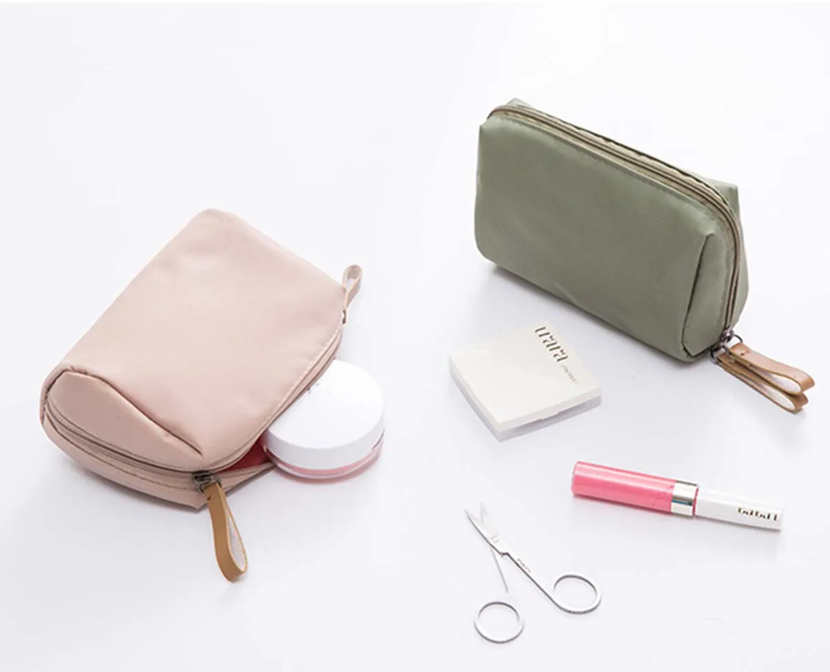 Bolsa de maquillaje Simple de Color sólido para mujer, neceser de aseo, resistente al agua, monederos