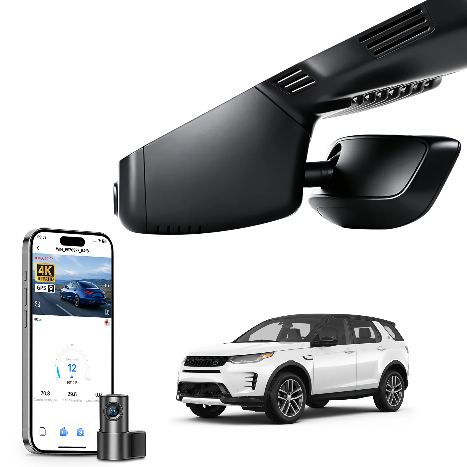 Mangoal 4K Dash Cam GPS WiFi & APP Plug and Play For Land Roverr Discovery Sport  S SE HSE R-Dynamic Dash Car Camera 2015-2026