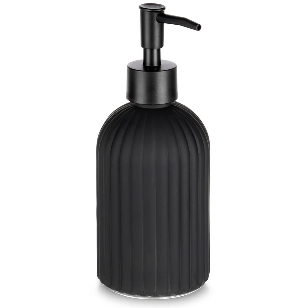Zwarte glazen zeepdispenser 400 ml